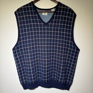 Men's GAP Navy Blue Checkered Sweater Vest